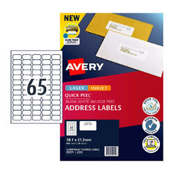 Avery Label QP L7651 65Up Pk10