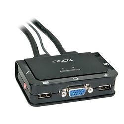 Lindy 2 Port VGA - USB-A 2.0 &amp; Audio KVM Switch Compact