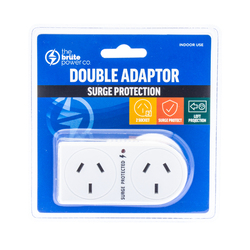 The Brute Power Co. Double Adaptor - Flat Left + Surge Protection