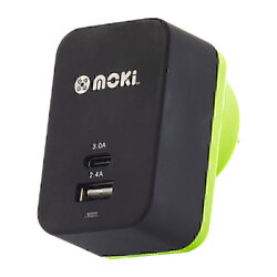 Moki Wall Charger + (Type-C + USB) 3.0 RapidCharge