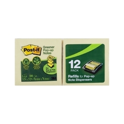 Post-It Greener Pop-up Notes Canary Yellow 76 x 76mm 12-Pack