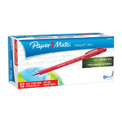 Paper Mate Flex Grip Stick Ballpoint Pen 1.0mm Red - Box of 12