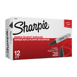 Sharpie Chisel Tip Permanent Marker Black - Box of 12