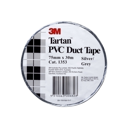 3M 1353 Tartan PVC Duct Tape - Grey - 75mm x 30m - Box of 24