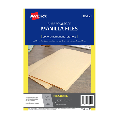 AV Manilla Folder Buff Foolscap - Pack of 10