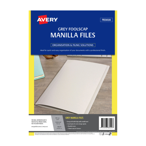 AV Manilla Folder Grey Foolscap - Pack of 20