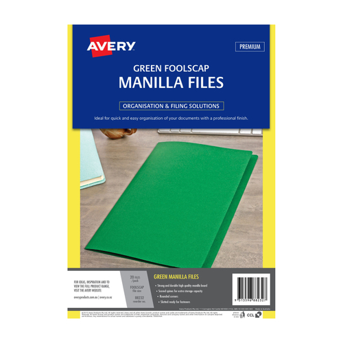 AV Manilla Folder Green Foolscap - Pack of 20