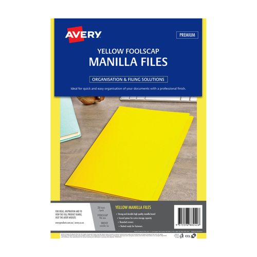 AV Manilla Folder Yellow Foolscap - Pack of 20