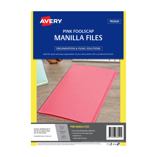 AV Manilla Folder Pink Foolscap - Pack of 20