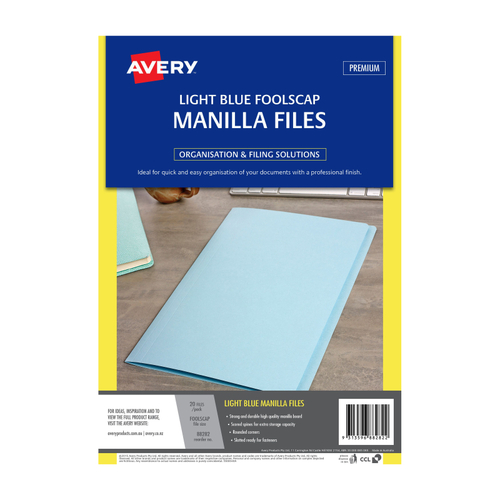 AV Manilla Folder Light Blue Foolscap - Pack of 20
