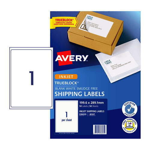 Avery LIP Label (1Up) 199.6x289.1mm - Pack of 50