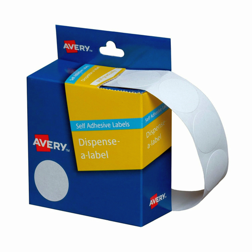Avery Dispenser Dot Sticker Handwritable White 24mm - Roll of 550