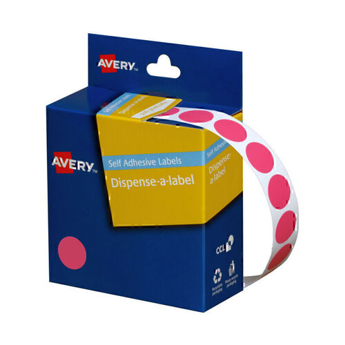 Avery Dispenser Dot Roll Pink 14mm - Roll of 1050