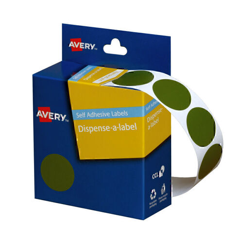 Avery Dispenser Dot Sticker Green 24mm - Roll of 500