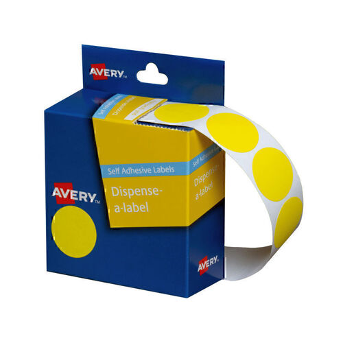 Avery Dispenser Dot Sticker Yellow 24mm - Roll of 500
