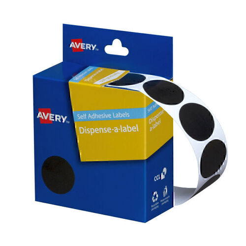 Avery Dispenser Dot Sticker Black 24mm - Roll of 500