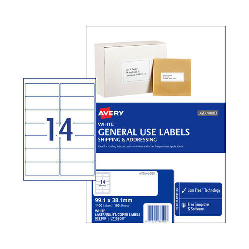 Avery Label General Use 99.1x38.1 (14 Up) - Box of 100