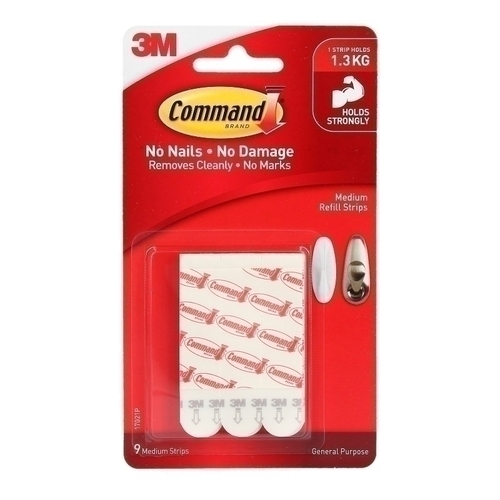 Command 17021P Medium Refill Strips 9-Pack - Box of 6