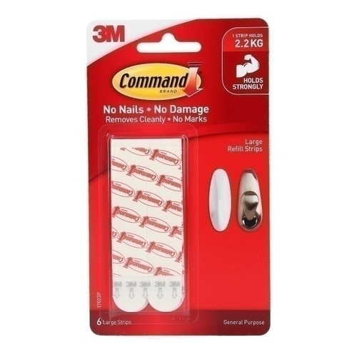 Command Large Refill Strips 6-Pack - Box of 6
