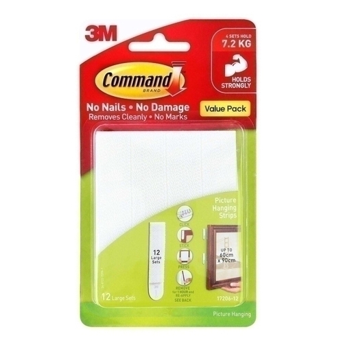 Command Large White Picture Hanging Strips Value 12-Pack - Box of 4