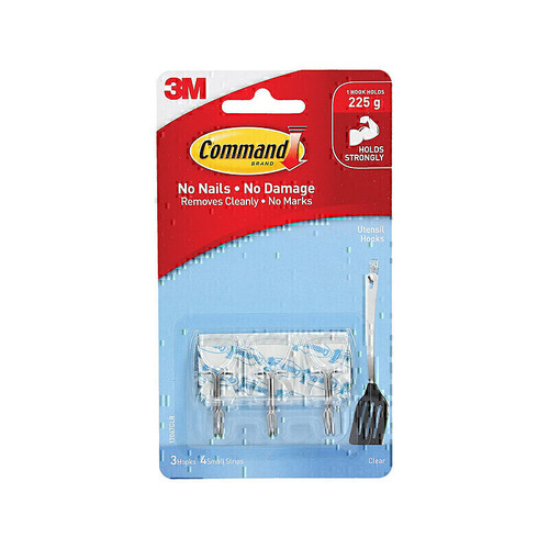 Command Small Clear Utensil Hooks 3-Pack - Box of 6