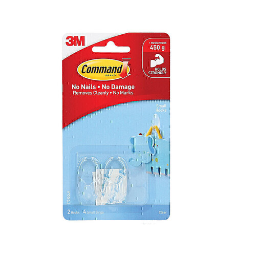 Command Small Clear Hooks 2-Pack - Box of 6