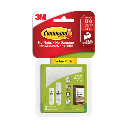 Command Small & Medium Picture Hanging Strips Value 12-Pack