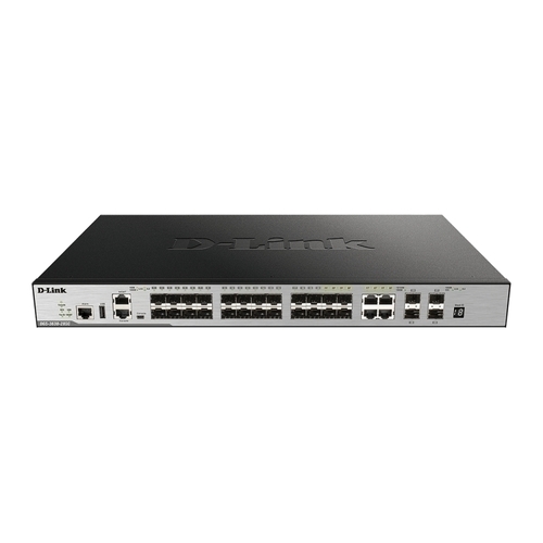 D-Link 28-Port Layer 3 Stackable Gigabit SFP Switch with 4 10GbE Ports