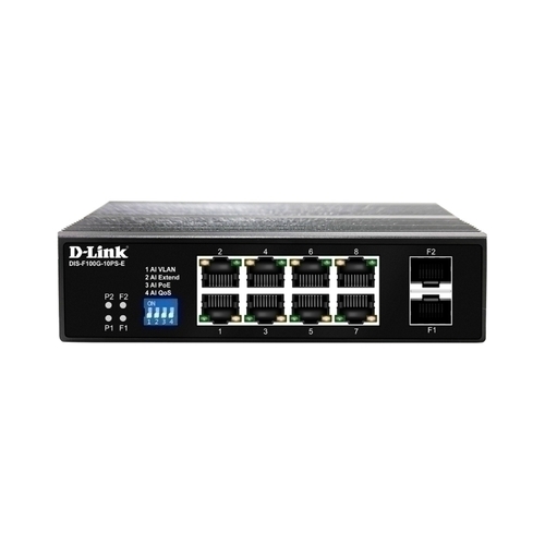 D-Link 10-Port Gigabit Industrial PoE+ Switch with 8 PoE ports &amp; 2 SFP ports