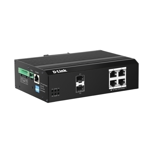 D-Link 6-Port Gigabit Industrial Smart Managed PoE+ Switch with 4 PoE ports &amp; 2 SFP ports