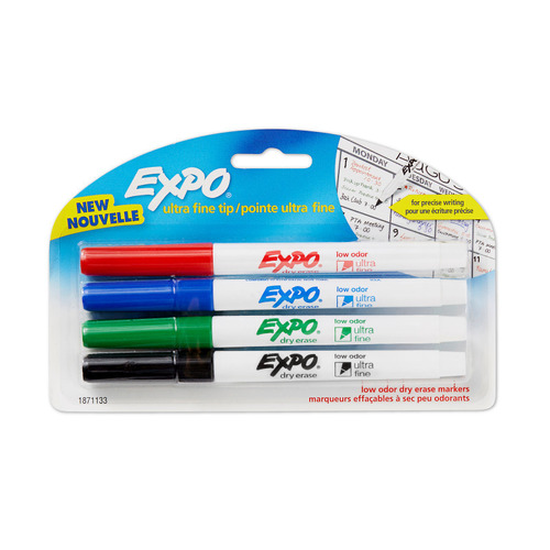 Expo  Ultra Fine Whiteboard Marker Low Odor Assorted 4 Pack - Box of 6 (24 Markers)