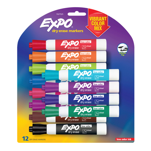 Expo Vibrant White Board Marker Chisel Tip  - Pack of 12