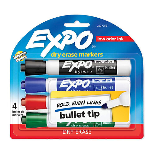 Expo Assorted Dry Erase/Whiteboard Marker BulletTip 4 Pack - Box of 6 (24 Pens)