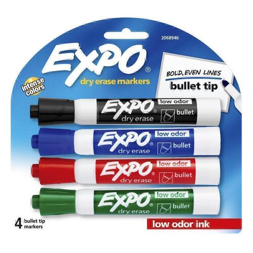 Expo Assorted Whitboard Marker Low Odor Bullet Tip 4 Pack - Box of 6 (24 Pens)