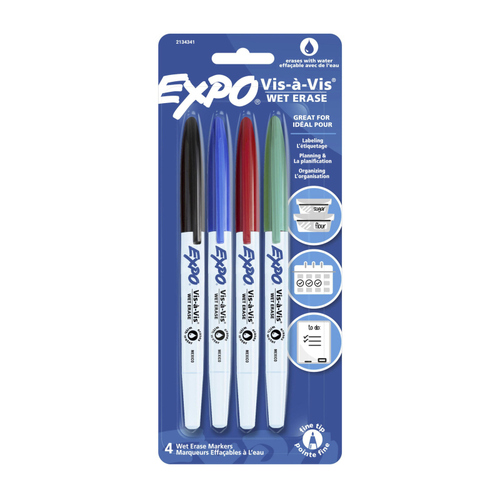 Expo Assorted Wet Erase Whiteboard Marker 4 Pack - Box of 6
