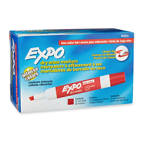 Expo Whiteboard Marker Chisel Tip Red - Box of 12