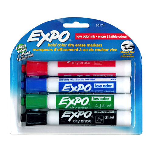 Expo Assorted Whiteboard Marker Chisel Tip 4 Pack