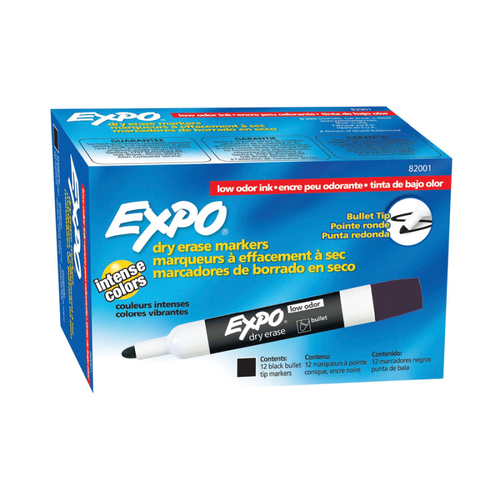 Expo Whiteboard Marker Dry Erase Bullet Tip Black - Box of 12