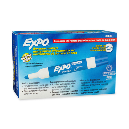 Expo Whiteboard Marker Dry Erase Bullet Tip Blue - Box of 12