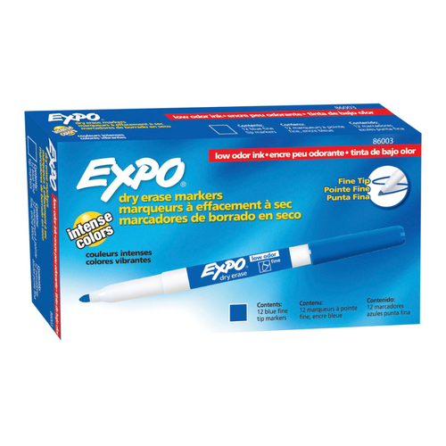 Expo Whiteboard Marker Dry Erase Fine Tip Blue - Box of 12