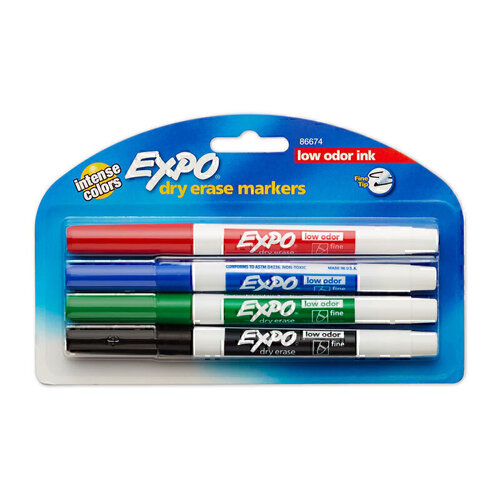 Expo Assorted Dry Erase/Whiteboard Marker Fine Tip 4 Pack - Box of 6 (24 Markers)