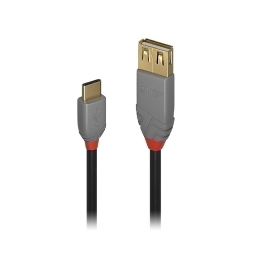 Lindy 0.15m USB-C 2.0 to USB-A Adapter Cable - Anthra Line