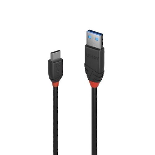 Lindy 0.5m USB-C 3.1 to USB-A Cable 3A - Black Line