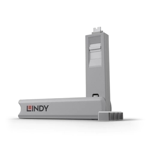 Lindy USB-C Port Blockers &amp; Key - 4 Pack (White)