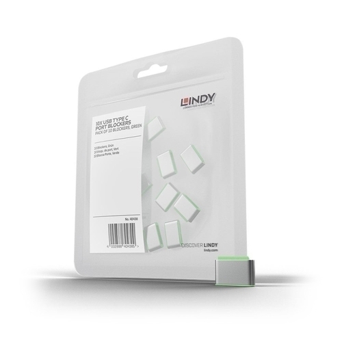 Lindy USB-C Port Blockers - 10 Pack (Green)