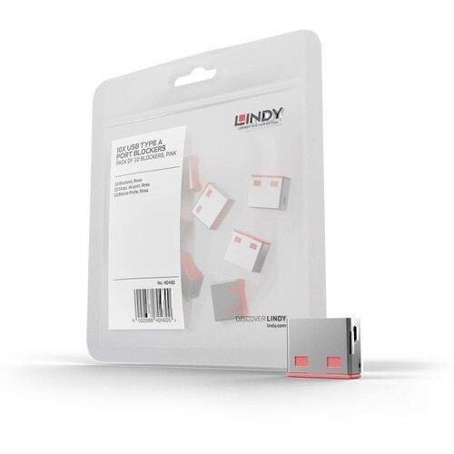Lindy USB-A Port Blocker (no key) - 10 Pack - Pink
