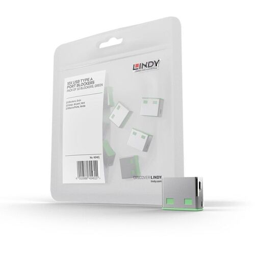 Lindy USB-A Port Blocker (no key) - 10 Pack - Green