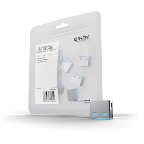 Lindy USB-A Port Blocker (no key) - 10 Pack - Blue