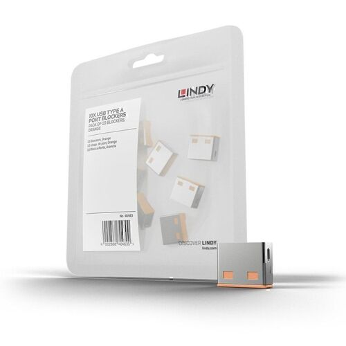 Lindy USB-A Port Blocker (no key) - 10 Pack - Orange