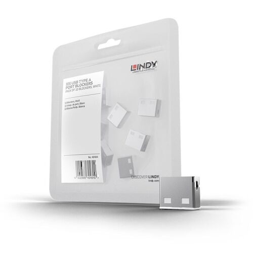 Lindy USB-A Port Blocker (no key) - 10 Pack - White